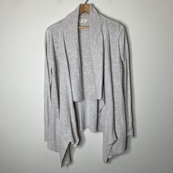Lou and Grey Knit Cardigan Sweater Draped Open front Oatmeal Grey Beige Large - Picture 6 of 12
